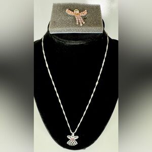 Avon June Birthstone Angel Pin & Necklace Set #1158